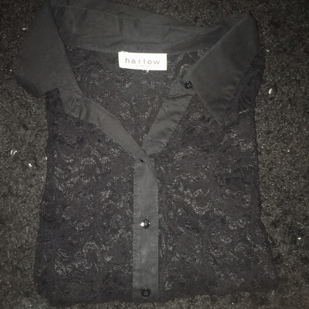 90s Goth Black Lace Blouse